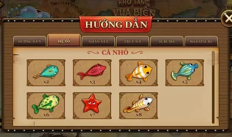 Các loại cá trong Bắn Cá Đại Hải Trình tại JJ88