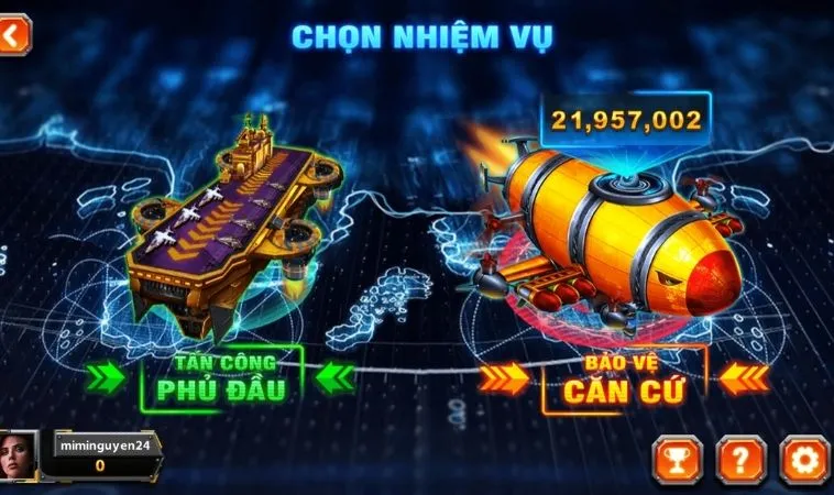 Chọn nhiệm vụ trong Bắn Cá Đại Chiến B52 tại JJ88
